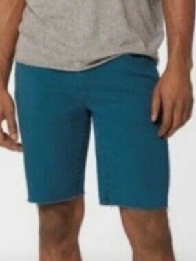 J Brand Eli Cut Off Men's Relaxed Fit Blue Green Cotton Shorts Denim Raw Hem 40
